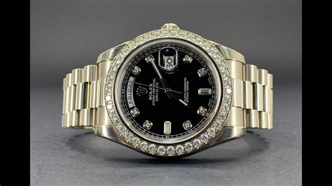 rolex oyster perpetual day date white gold diamonds